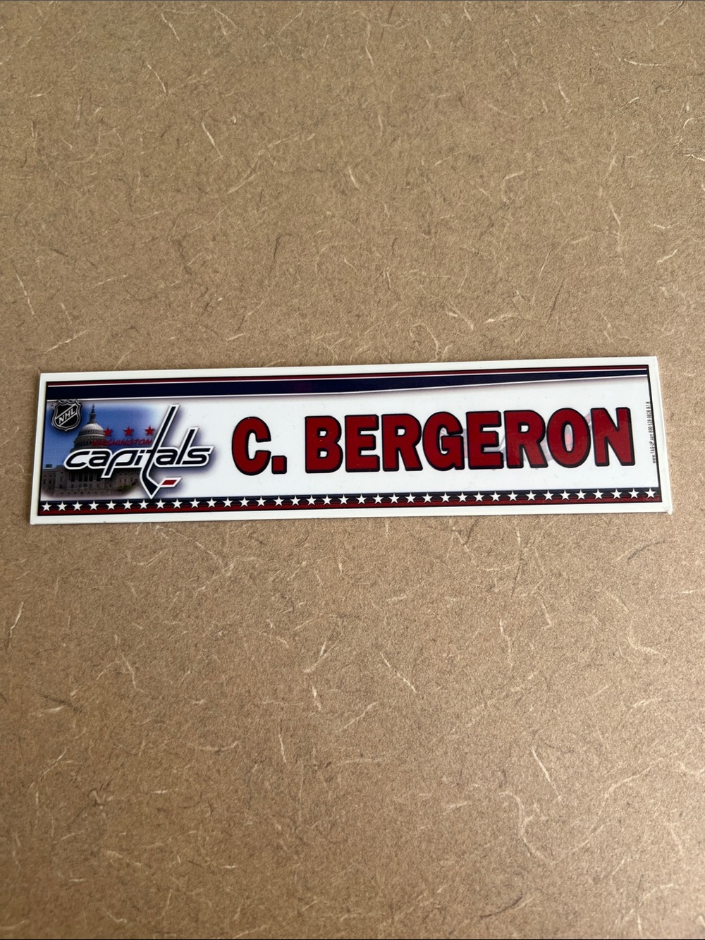 Washington Capitals C. Bergeron Nameplate Magnet - Red, White, Blue